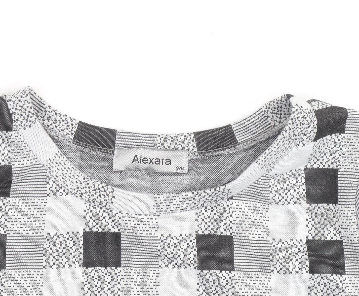Alexara Women's Grey Check Long Sleeve Tunic Blouse Size S