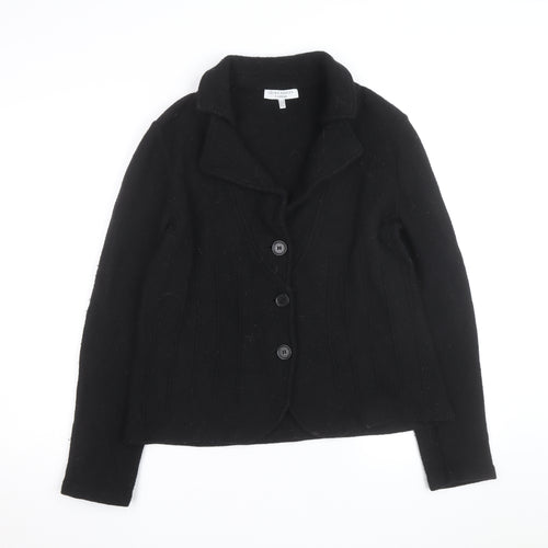 Laura Ashley Women Black Wool Blazer Jacket UK 18 Classic Style