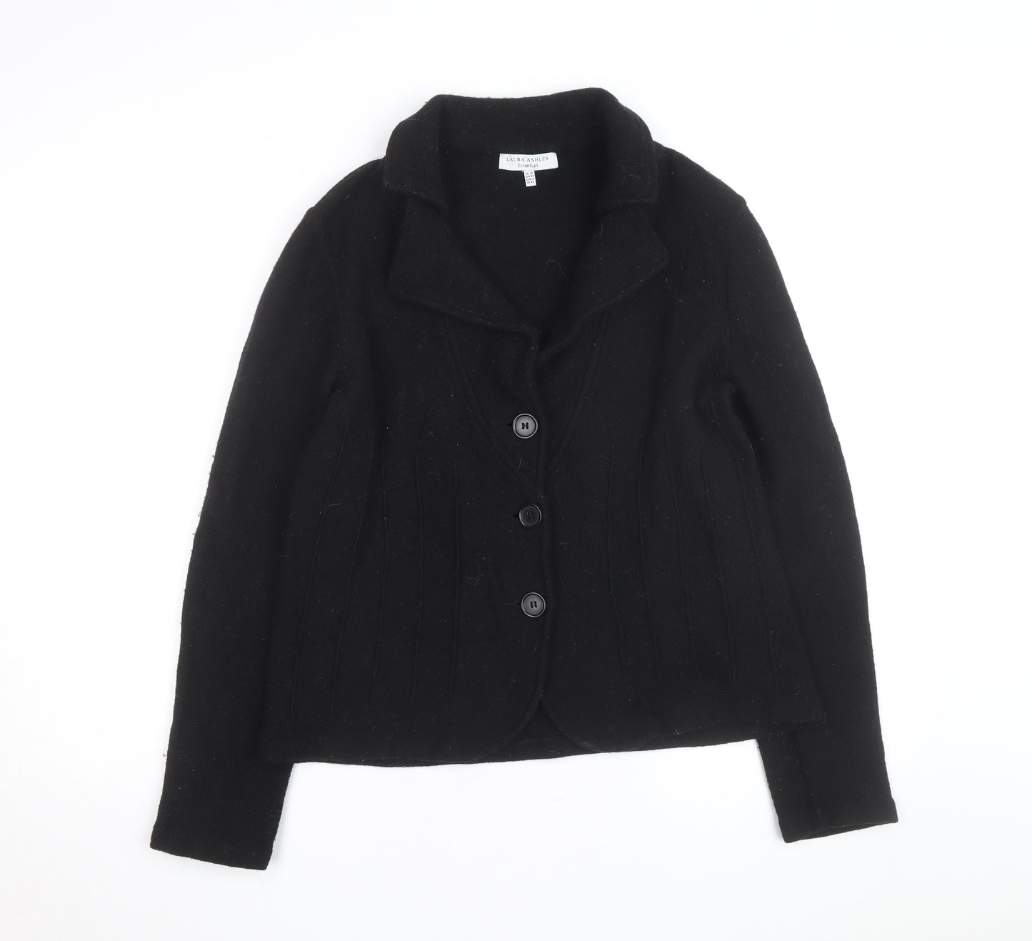 Laura Ashley Women Black Wool Blazer Jacket UK 18 Classic Style