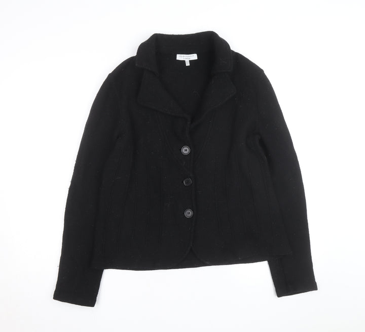 Laura Ashley Women Black Wool Blazer Jacket UK 18 Classic Style