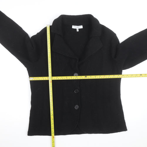 Laura Ashley Women Black Wool Blazer Jacket UK 18 Classic Style