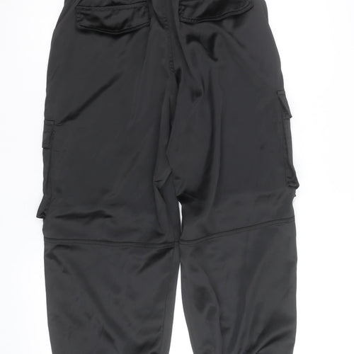 River Island Women's Black Cargo Trousers Size 10 Satin Utility Style