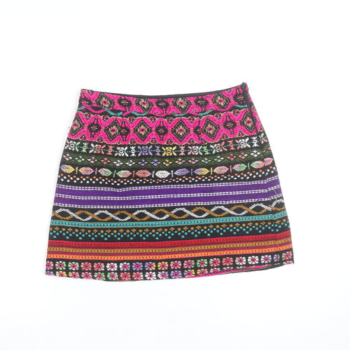 Anmol Womens Multicoloured Bohemian A-Line Short Cotton Skirt Size 10