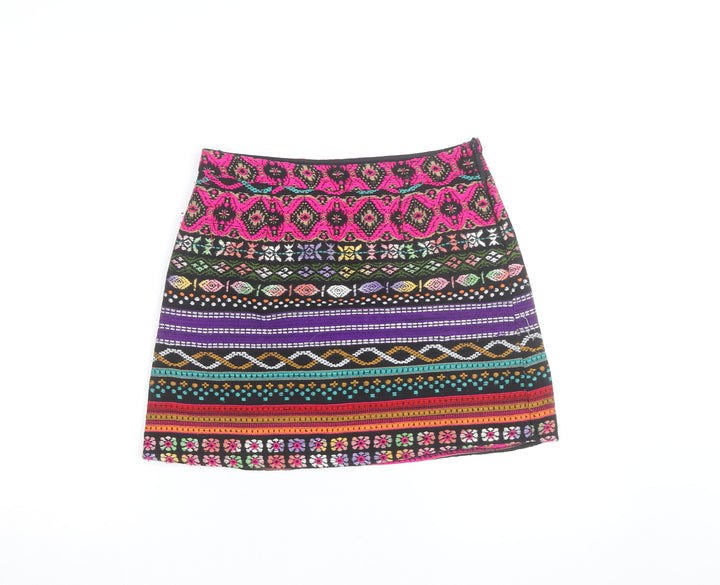 Anmol Womens Multicoloured Bohemian A-Line Short Cotton Skirt Size 10