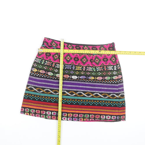 Anmol Womens Multicoloured Bohemian A-Line Short Cotton Skirt Size 10