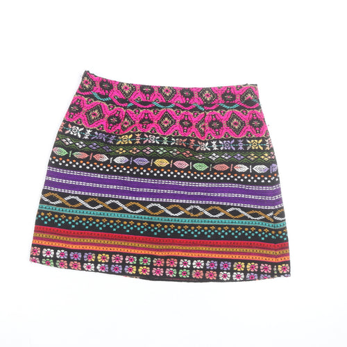 Anmol Womens Multicoloured Bohemian A-Line Short Cotton Skirt Size 10