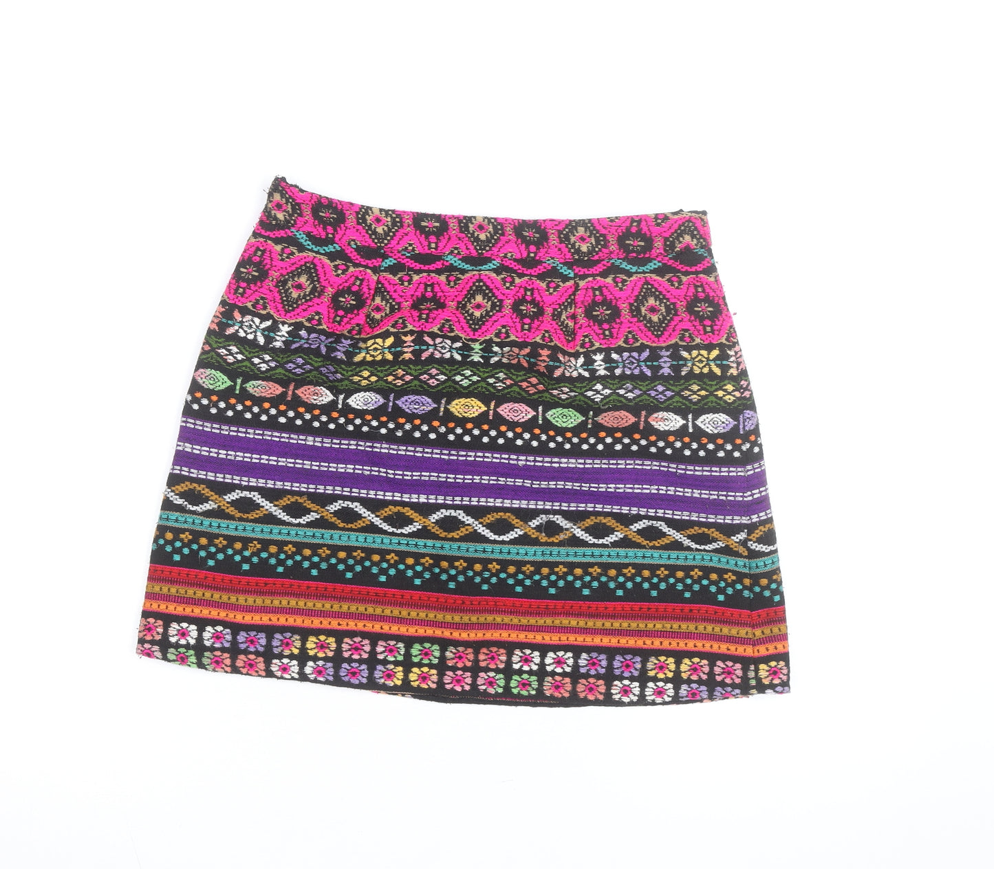 Anmol Womens Multicoloured Bohemian A-Line Short Cotton Skirt Size 10