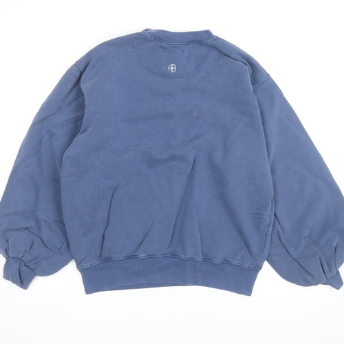 Anine Bing Womens Blue Cotton Crew Neck Pullover Sweatshirt M