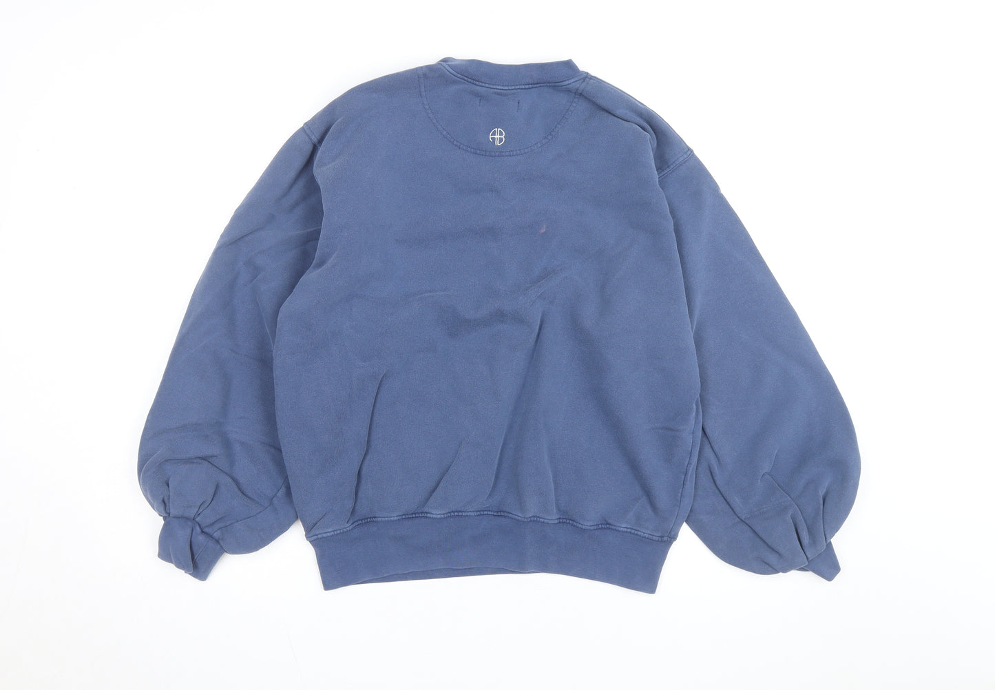 Anine Bing Womens Blue Cotton Crew Neck Pullover Sweatshirt M