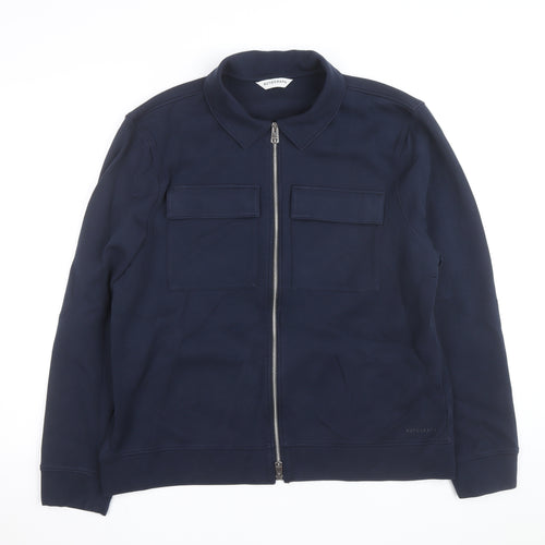 Marks and Spencer Men Blue L Full Zip Cotton Jacket