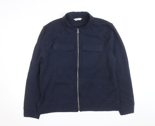 Marks and Spencer Men Blue L Full Zip Cotton Jacket