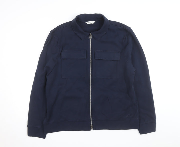 Marks and Spencer Men Blue L Full Zip Cotton Jacket