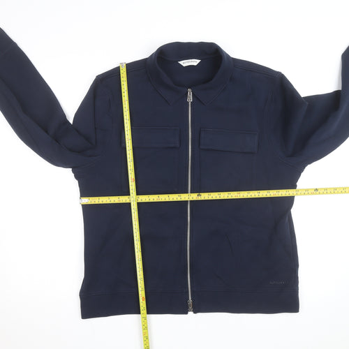 Marks and Spencer Men Blue L Full Zip Cotton Jacket