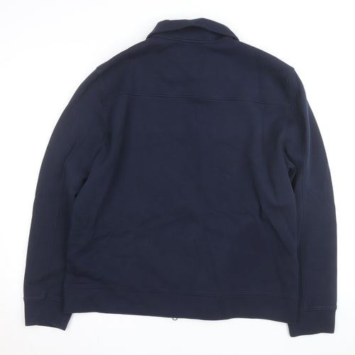 Marks and Spencer Men Blue L Full Zip Cotton Jacket