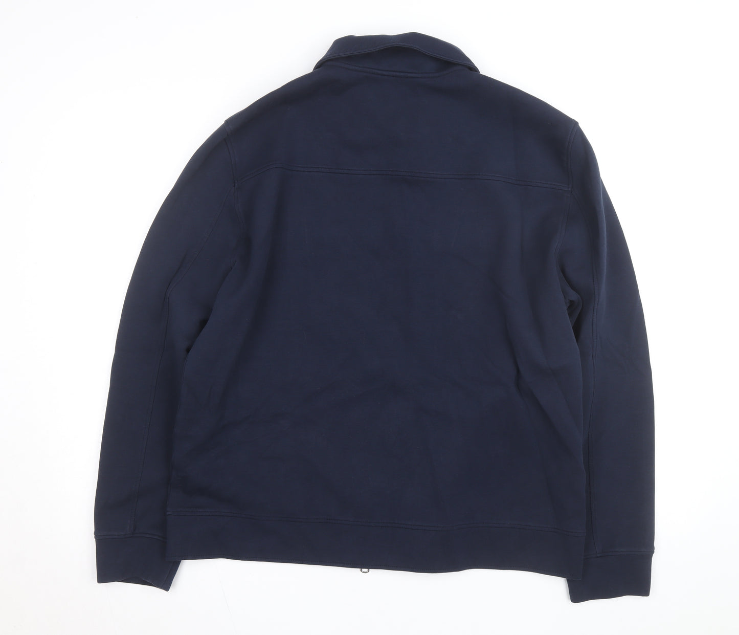 Marks and Spencer Men Blue L Full Zip Cotton Jacket