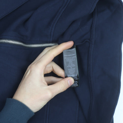 Marks and Spencer Men Blue L Full Zip Cotton Jacket