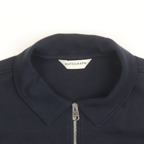 Marks and Spencer Men Blue L Full Zip Cotton Jacket