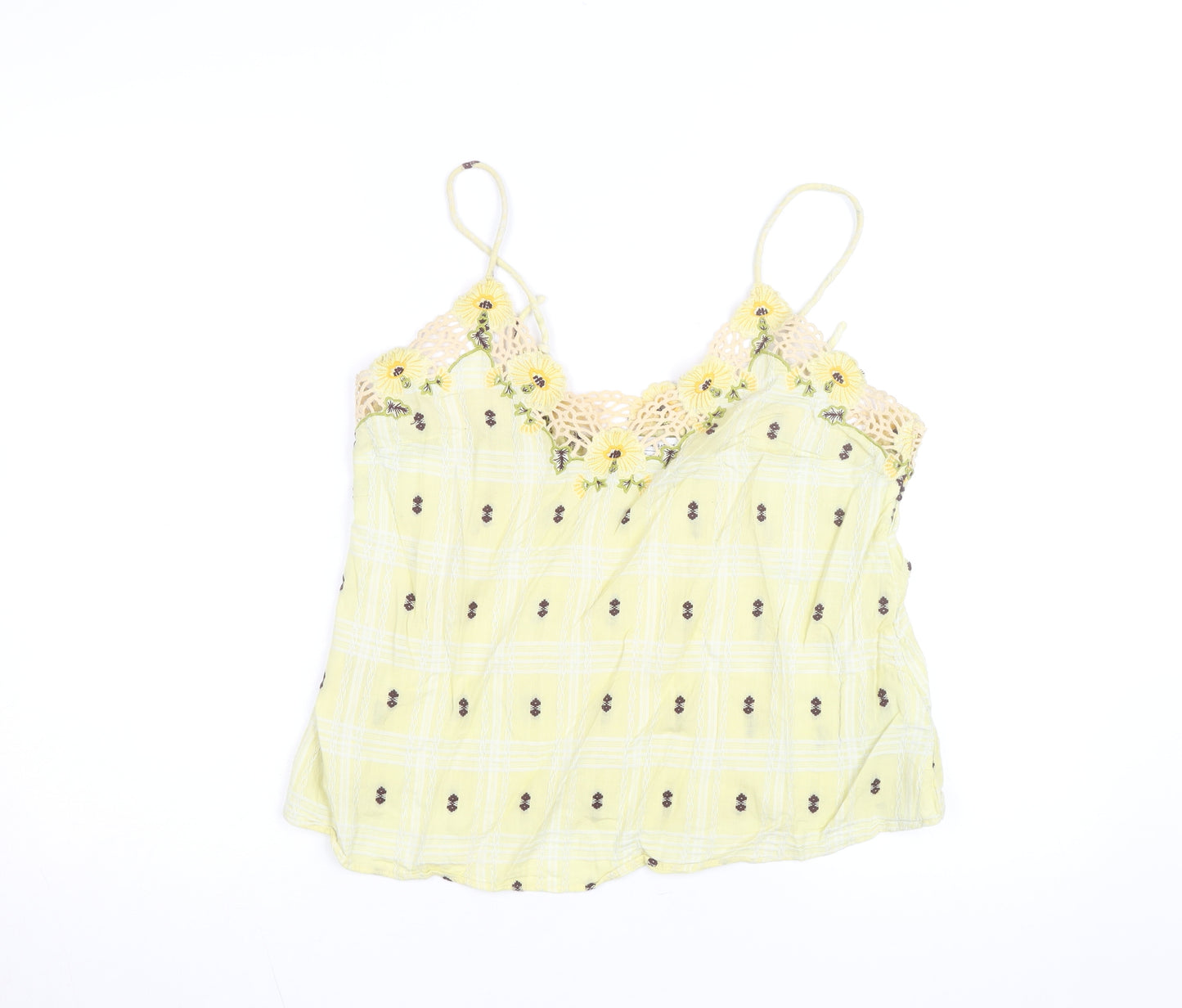 & Other Stories Women Yellow Floral Crochet Camisole Top Size 8