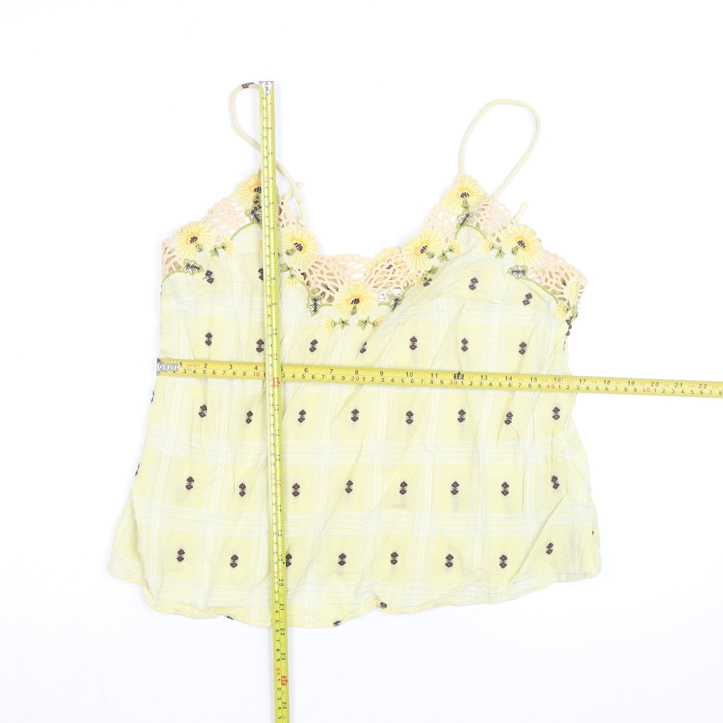 & Other Stories Women Yellow Floral Crochet Camisole Top Size 8