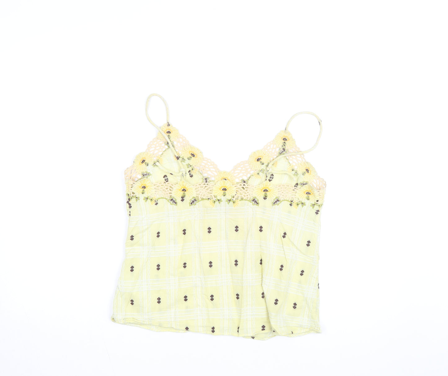 & Other Stories Women Yellow Floral Crochet Camisole Top Size 8