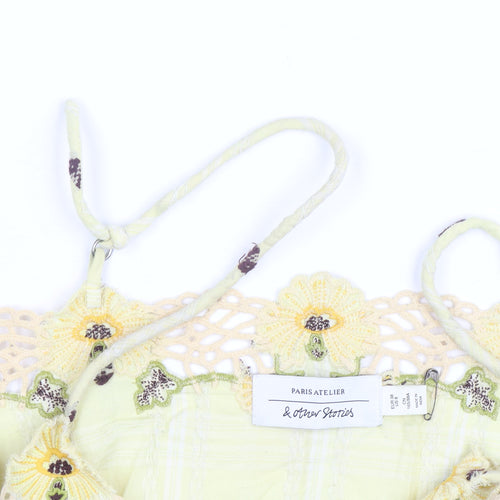 & Other Stories Women Yellow Floral Crochet Camisole Top Size 8