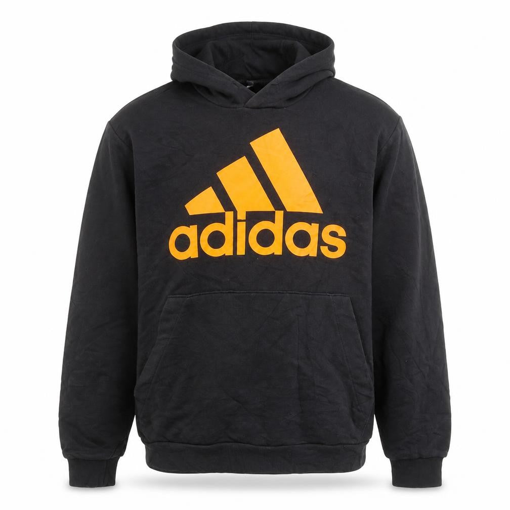 Front view of Adidas Men's Black Pullover Hoodie M Graphic Sportswear