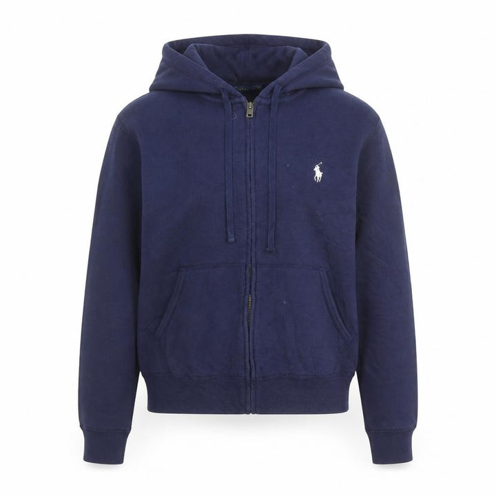 Ralph Lauren Girls Blue Full Zip Hoodie Size L Cotton Blend Logo Hooded Sweatshirt