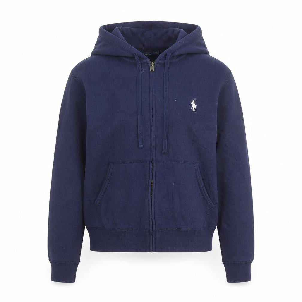 Ralph Lauren Girls Blue Full Zip Hoodie Size L Cotton Blend Logo Hooded Sweatshirt