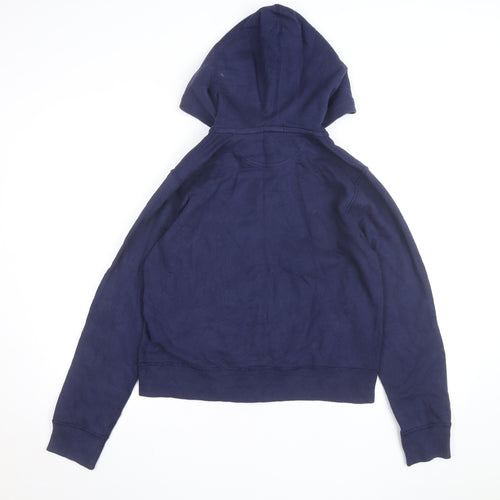 Ralph Lauren Girls Blue Full Zip Hoodie Size L Cotton Blend Logo Hooded Sweatshirt