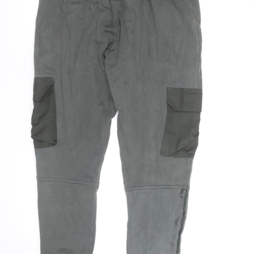 Adidas Men’s Grey Jogger Trousers Size M Regular Fit Fleece Activewear