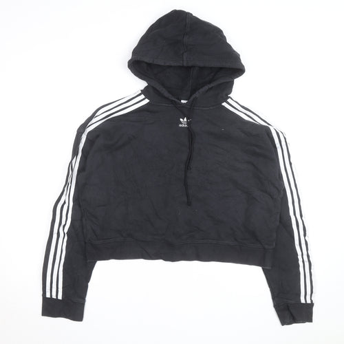 Adidas Women’s Black Cropped Hoodie Size 14 Logo Hooded Pullover