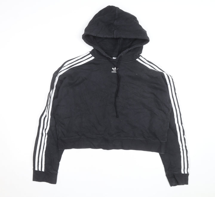 Adidas Women’s Black Cropped Hoodie Size 14 Logo Hooded Pullover