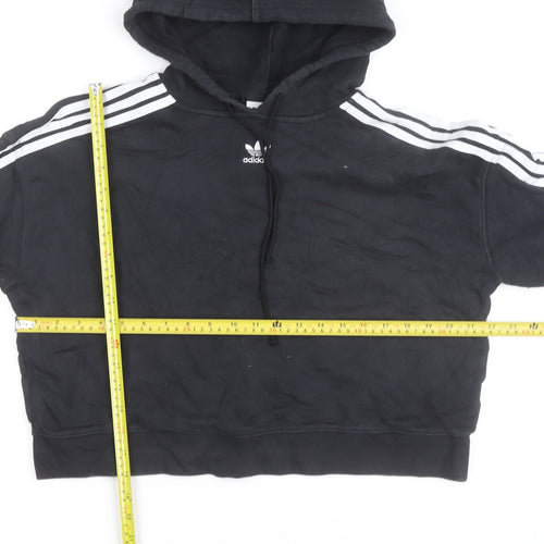 Adidas Women’s Black Cropped Hoodie Size 14 Logo Hooded Pullover