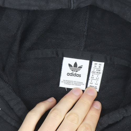Adidas Women’s Black Cropped Hoodie Size 14 Logo Hooded Pullover
