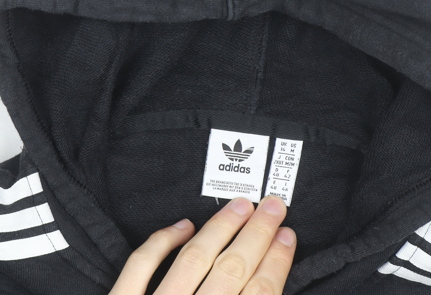 Adidas Women’s Black Cropped Hoodie Size 14 Logo Hooded Pullover