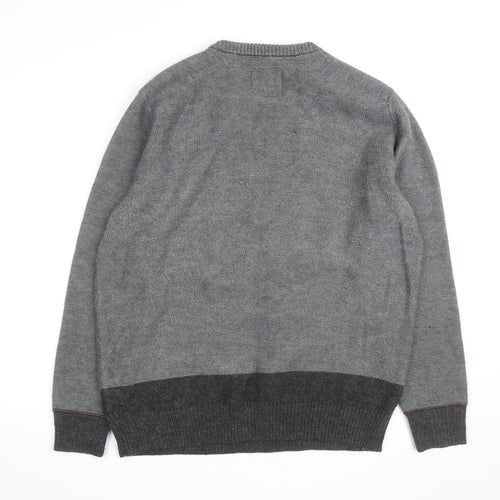Guide London Men's Grey 3XL Cable-Knit Wool Blend Jumper