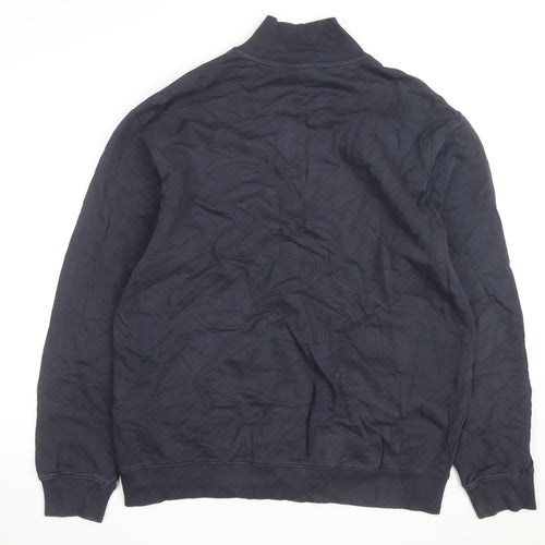 HUGO Mens Blue XL 1/4 Zip High Neck Pullover Sweatshirt