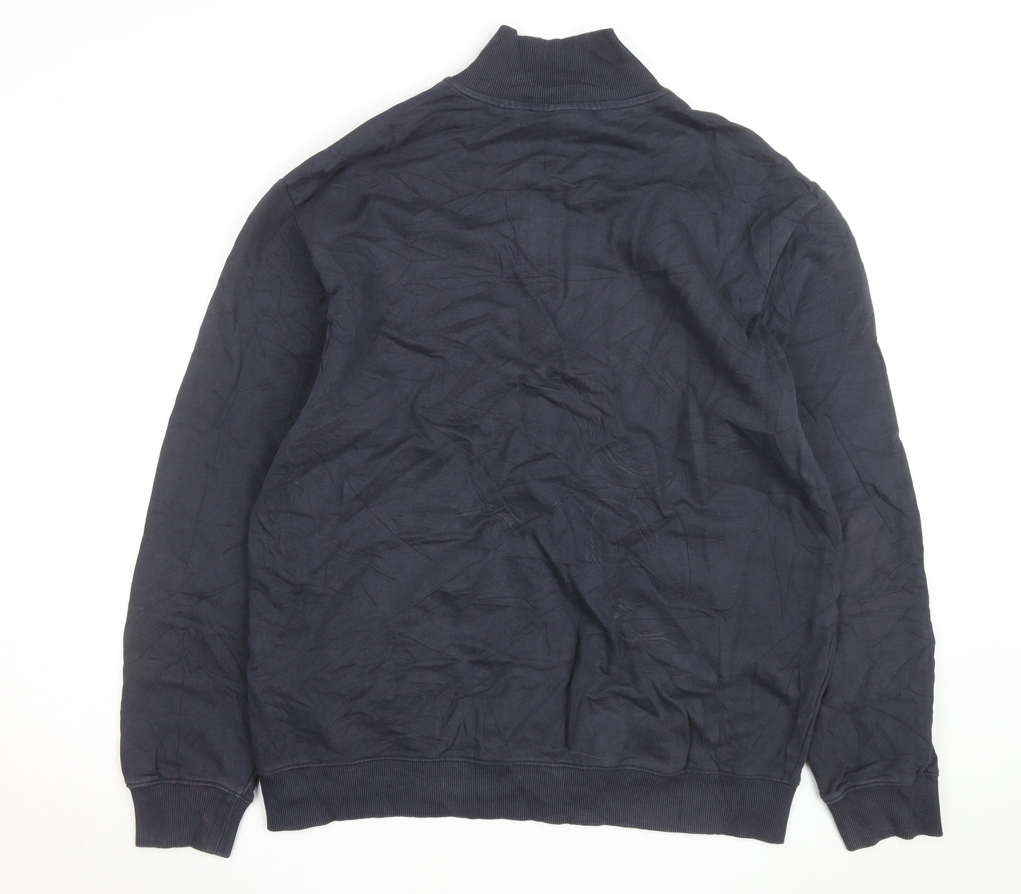 HUGO Mens Blue XL 1/4 Zip High Neck Pullover Sweatshirt