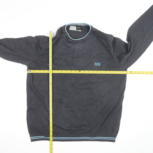 Hugo Boss Men's Grey Cotton Crew Neck Pullover Jumper XXL