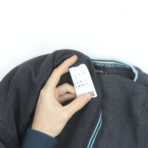 Hugo Boss Men's Grey Cotton Crew Neck Pullover Jumper XXL