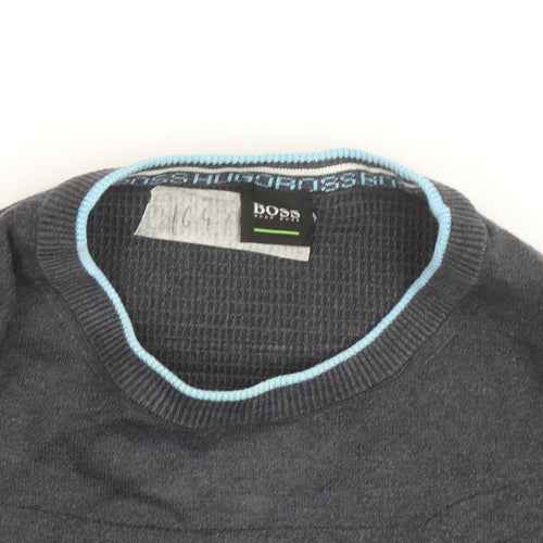 Hugo Boss Men's Grey Cotton Crew Neck Pullover Jumper XXL