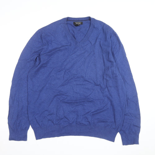 Banana Republic Men’s Blue Cotton Cashmere V-Neck Jumper XL