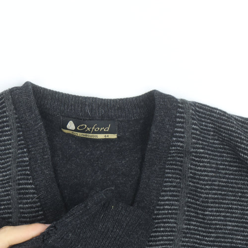 Oxford Mens Grey Lambswool V-Neck Pullover Jumper XL