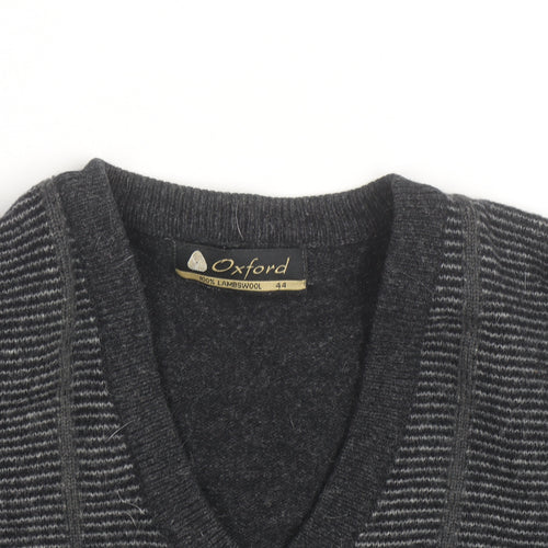Oxford Mens Grey Lambswool V-Neck Pullover Jumper XL