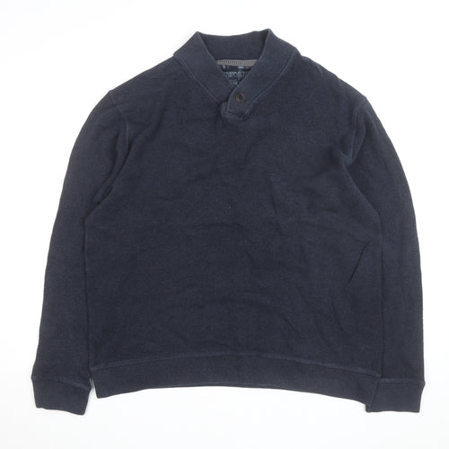 RJR John Rocha Mens Blue Collared Pullover Jumper Size M Cotton Blend