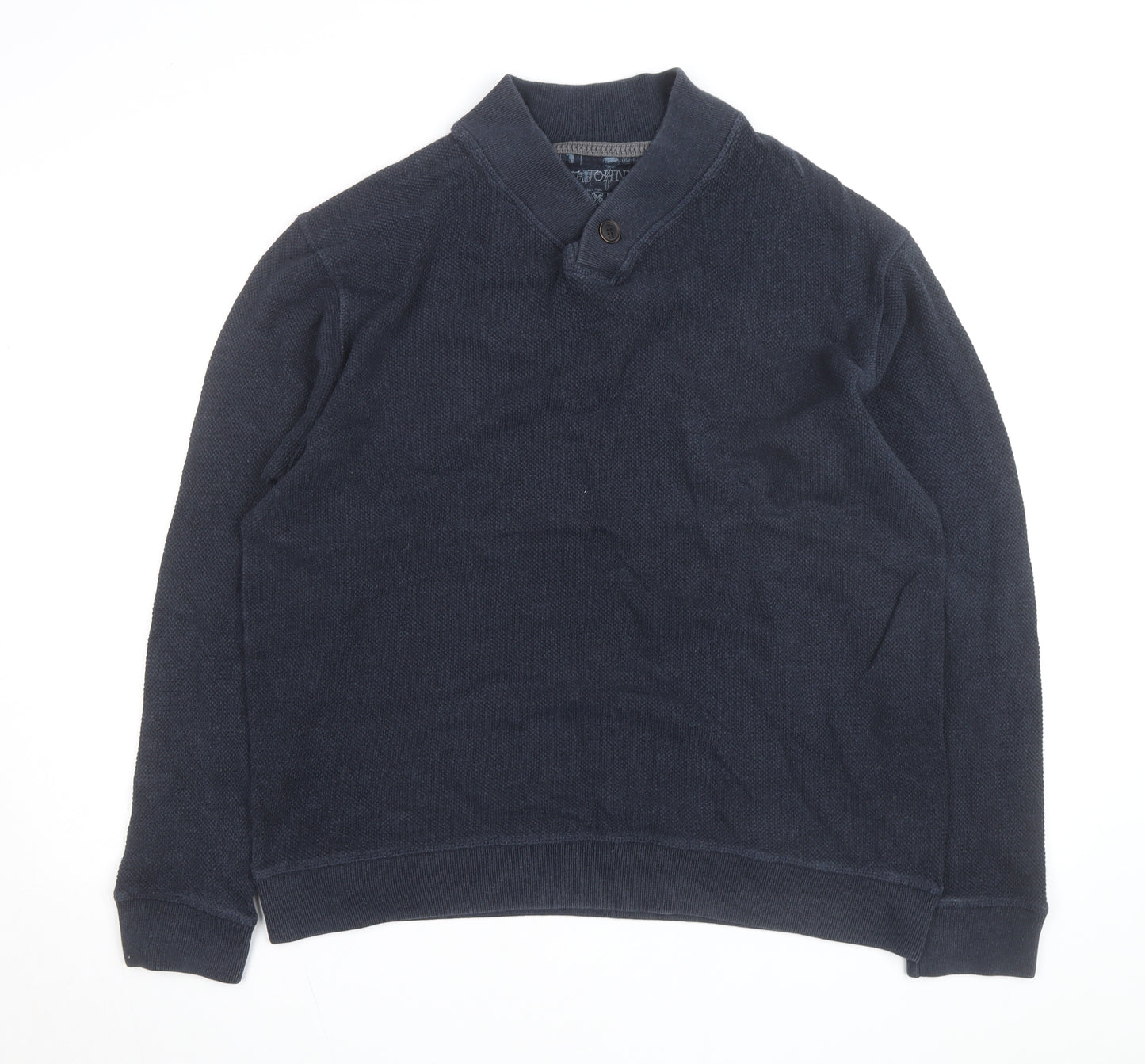 RJR John Rocha Mens Blue Collared Pullover Jumper Size M Cotton Blend