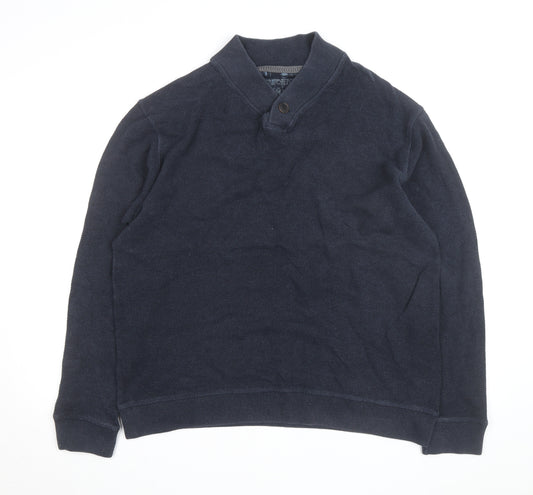 RJR John Rocha Mens Blue Collared Pullover Jumper Size M Cotton Blend
