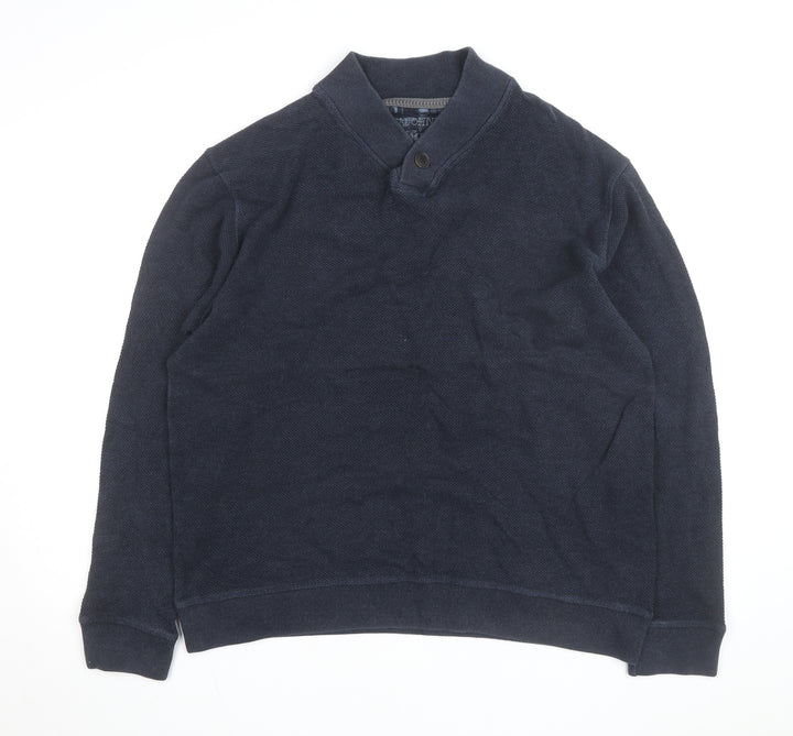 RJR John Rocha Mens Blue Collared Pullover Jumper Size M Cotton Blend