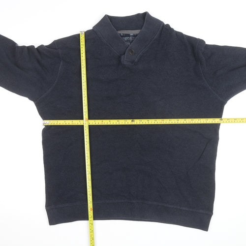RJR John Rocha Mens Blue Collared Pullover Jumper Size M Cotton Blend