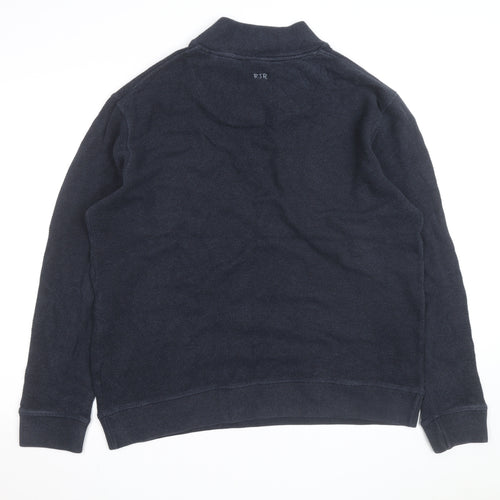 RJR John Rocha Mens Blue Collared Pullover Jumper Size M Cotton Blend